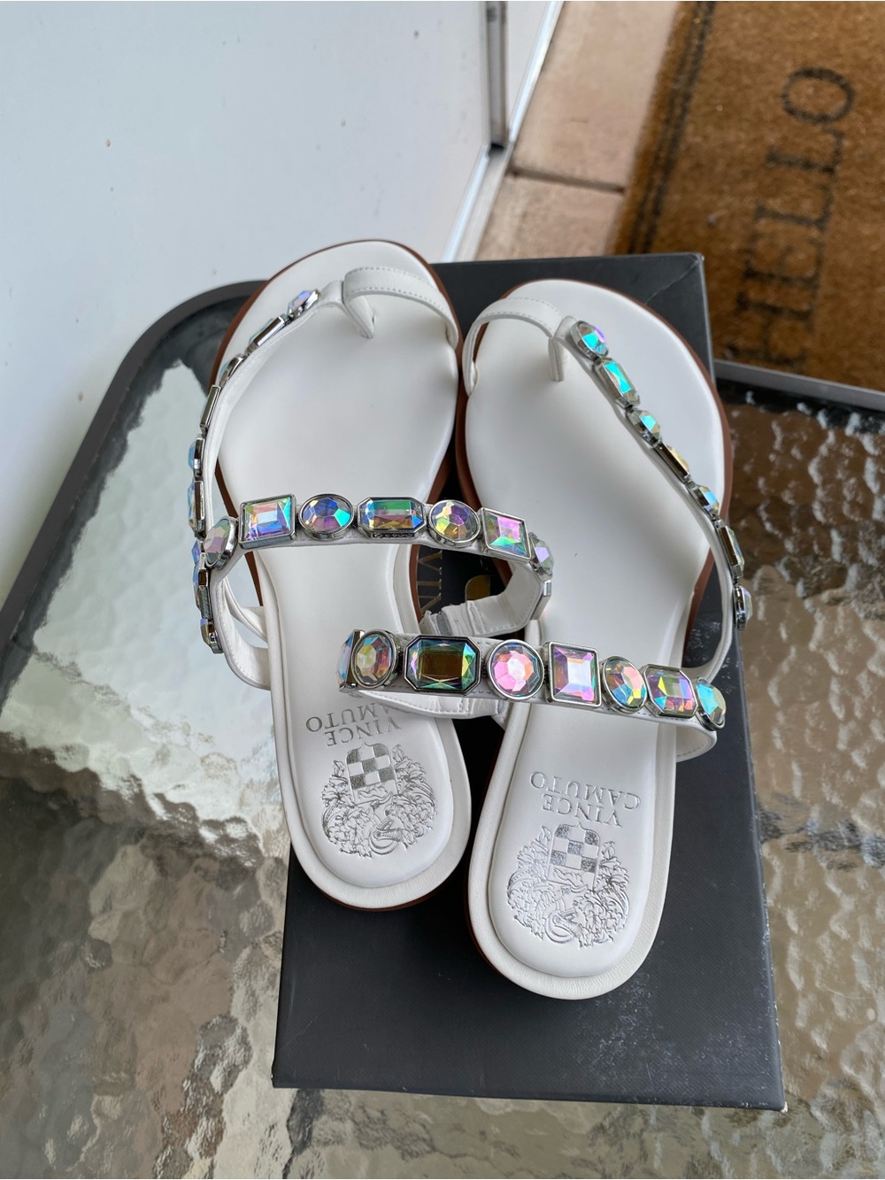 Vince Camuto Ambridil Leather Asymmetrical Toe Loop Sandal